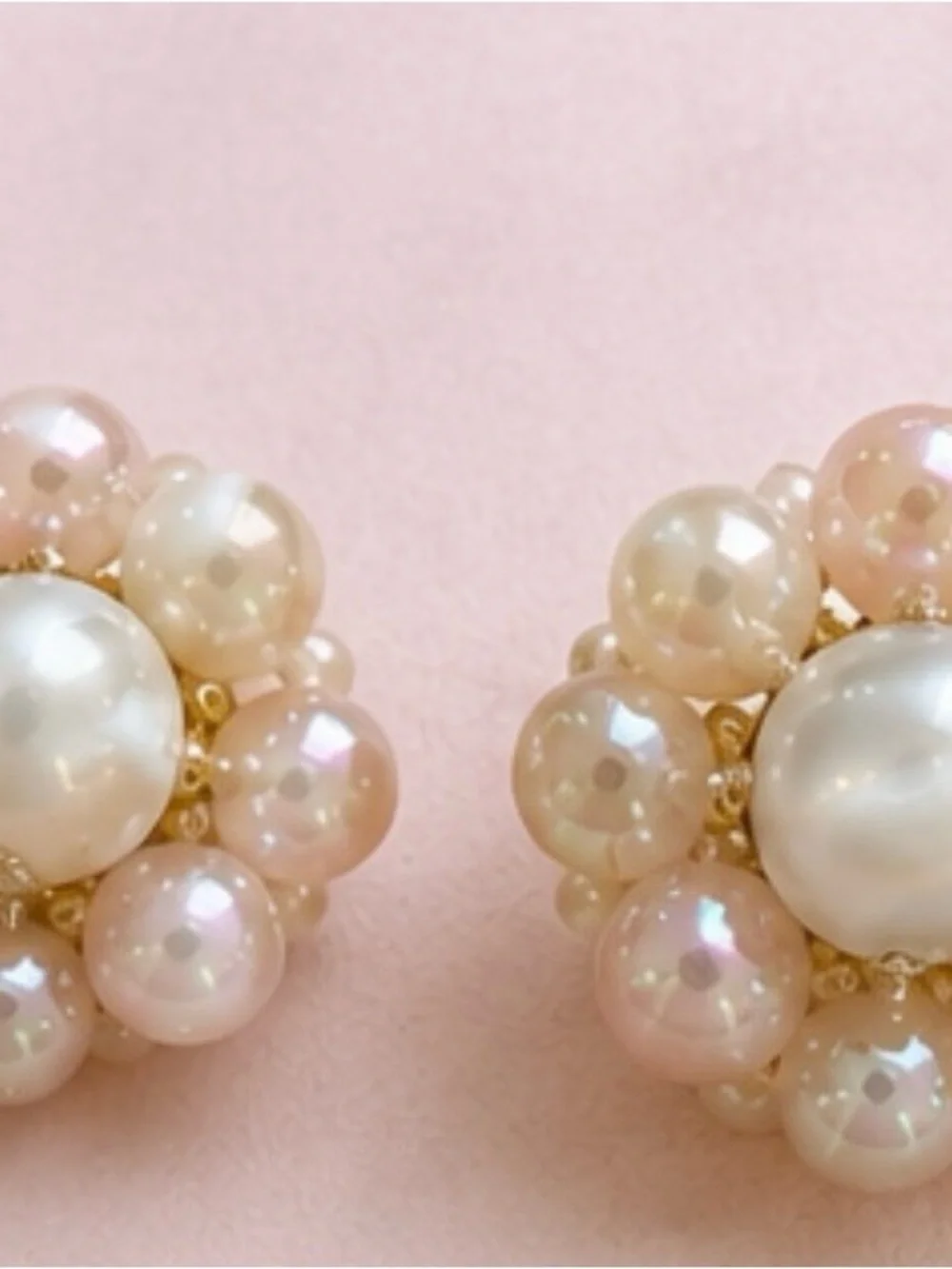 Vintage Japan 3 Strand Faux & Satin Glass Necklace Set w/ Matching Clip Earrings - Picture 3 of 8